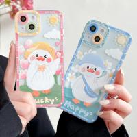 Supeso เคสลายเป็ดน่ารักสำหรับ Oppo Realme C25S C35 C25Y C21Y C20A C15 C12 C11 2021 C2 9 Pro +(5G) 8i 9i 7i 2 Pro โชคดีกล้องการ์ตูนป้องกันเคสโทรศัพท์ TPU นุ่มกันกระแทกขอบตรง