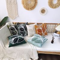 [FAZOZO Home Textile Store] โบฮีเมียน Tufting เบาะครอบคลุม45x45เซนติเมตรสีเขียวใบทอตกแต่งปลอกหมอนห้องนั่งเล่นเตียงโซฟานอร์ดิกสีส้มตกแต่งบ้าน