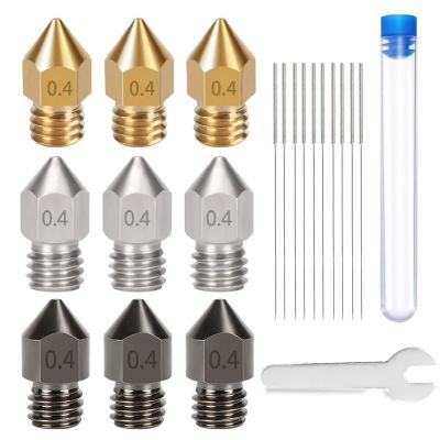 ✐☂✁ 20PCS/Lot 3D Printer Extruder Nozzles 0.4mm Hardened Steel Stainless Steel Brass Nozzle For Creality Ender 3 CR-10