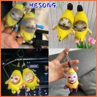 HESONG ผ้าฝ้ายพีพี ตุ๊กตาผ้ากำมะหยี่ ตลกๆ จี้กระเป๋ารถ อุปกรณ์เสริมรถยนต์ จี้กำมะหยี่รูปแมวกล้วย สากลสากลสากล