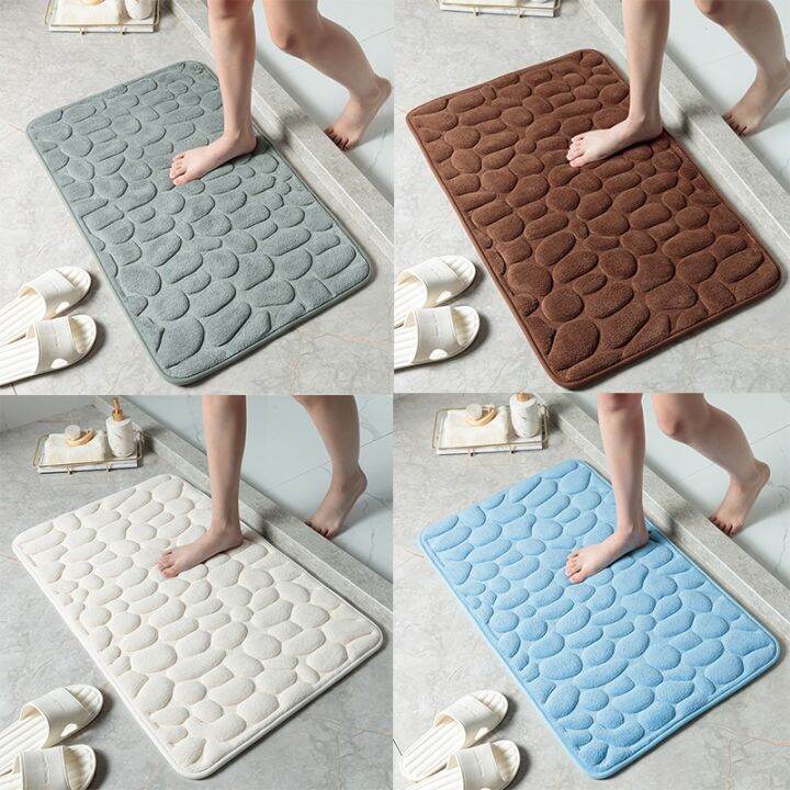 home-bath-mat-cobblestone-embossed-bathroom-carpet-water-absorption-non-slip-memory-foam-absorbent-washable-rug-toilet-floor-mat