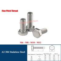 M6 M8 M10 M12 Set Kepala Heksagon Eksternal Benang Halus Baut Hex A2 304 Pitch Baja Tahan Karat 0.75/1/1 25/1 5Mm