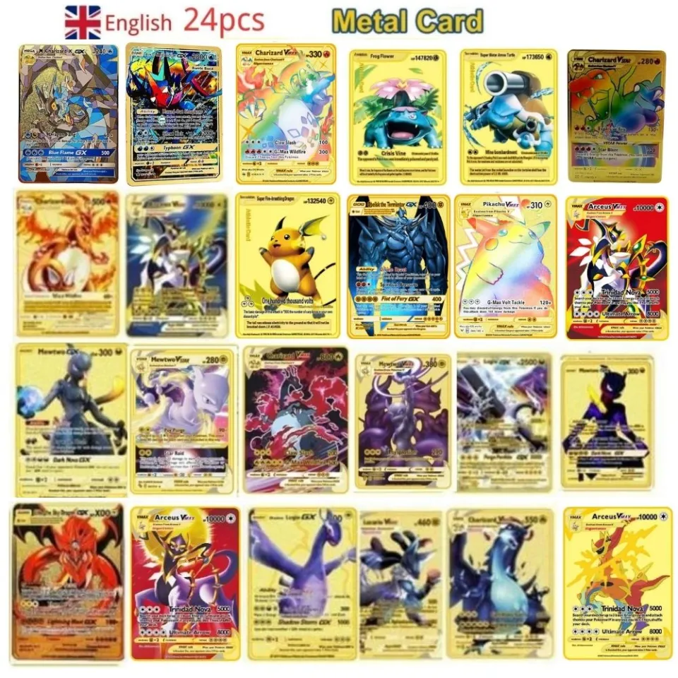 10000 Point Arceus Vmax Vstar Cards Metal English YU GI OH Charizard GX  Kids Gift Golden Game Collection Cards Rainbow