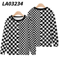 Checkerboard พิมพ์ฤดูใบไม้ผลิฤดูใบไม้ร่วงคู่ผู้หญิงผู้ชายสบายๆ Harajuku หลวม Pullovers O-Neck เสื้อขนาดใหญ่6XL