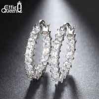 【YP】 Effie Big Round Hoop Female Earring with Bar Setting Luxury Earrings for Wholesale DE144