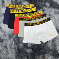 [ภาพถ่ายจริง] Armani Men Underpants Letter Printed Boxer Shorts Breathable Cotton Panties 100% Genuine