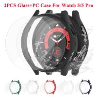 2PCS Glass+PC Case for Samsung Galaxy Watch 5 40mm 44mm Waterproof Galaxy Watch 5 Pro 45mm Proctector With 2PCS Tempered Glass Cables