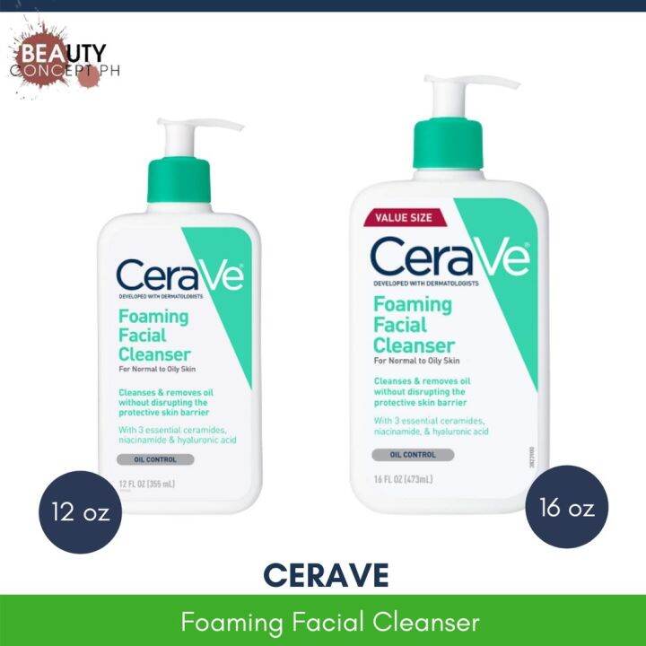 CERAVE Foaming Facial Cleanser 16oz/12oz/3oz | Lazada PH