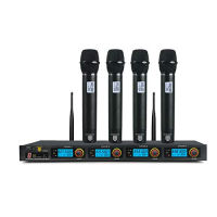 PRORECK MX44 4-Channel UHF Wireless Karaoke System with 4 Hand-held Microphones Karaoke Machine for Party/Wedding/Church