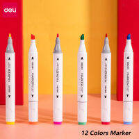 Deli Double Headed Markers Pen 1224 Colors Bright Color Alcoholic Pens For Artist Manga Markers Office School Stationery