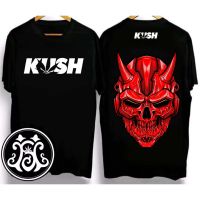 KUSH เสื้อยืด พิมพ์ลายปีศาจสีสันสดใส ผ้าฝ้ายแท้ แขนสั้น ดีไซน์ใหม่ พิมพ์ลายหน้าหลัง ใส่ได้ทั้งชายและหญิง