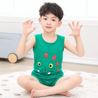 Baby Boys Sets for 1 to 9 Years Cotton Sleepwear Dinosuar Pijamas Sleeveless Clothing Night Suits