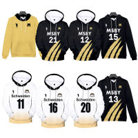 Anime Haikyuu Hoodie Sweatshirt Cosplay Hoody Hinata Shouyou MSBY Schweiden Adlers Hooded Hoodies Volleyball Uniform Pullover