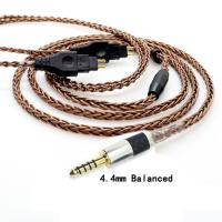 TOP-HiFi 4.4 mm 2.5mm TRRS Balanced Male Upgrade Headphone Cable for HD650/HD565/HD580/HD600/HD660S/HD25 Headphones Bronze