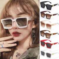 New European American Large Frame Square Shade Glasses Personality Wild Unisex Fashion Broadside Eyewear Women Trend Anti UV Street Photography Sunglasses