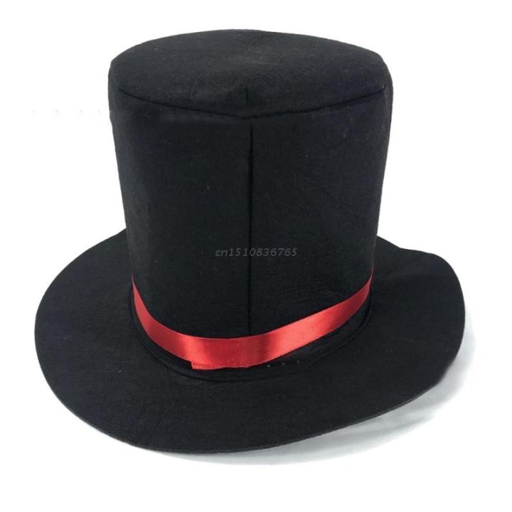 หมวกเสื้อสีดำนักมายากลหมวกทรง-bowler-บนหมวกด้านบนชุดแฟนซีชุดนักมายากลหมวกแสดงแจ๊สหมวกเวที