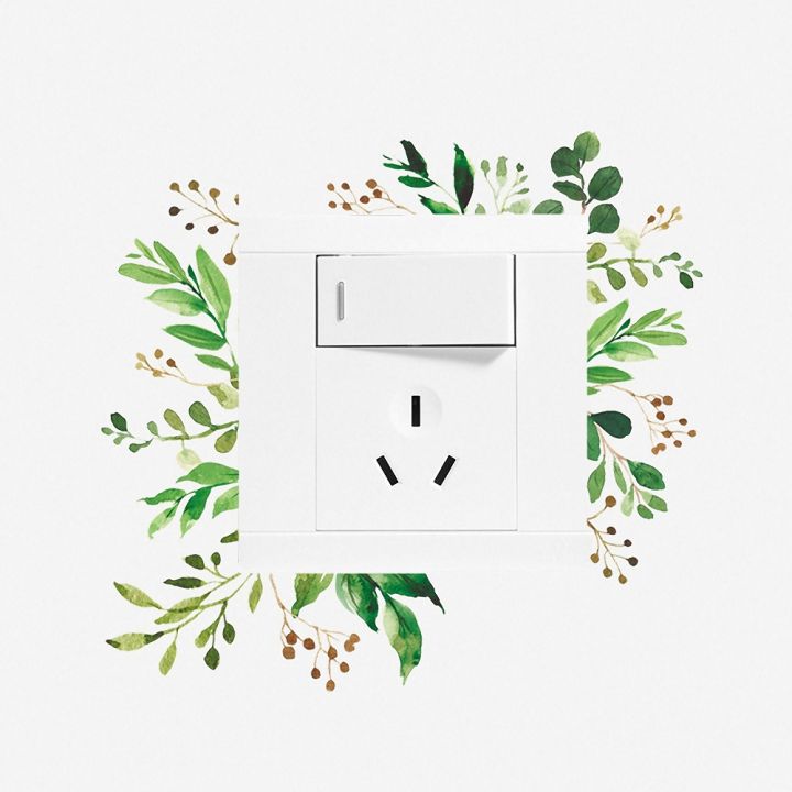 24-home-accessories-creative-green-plant-switch-สติ๊กเกอร์ติดผนังซ็อกเก็ตตกแต่ง-kawaii-สติ๊กเกอร์ติดผนังสติ๊กเกอร์สำหรับเฟอร์นิเจอร์ตกแต่งบ้าน