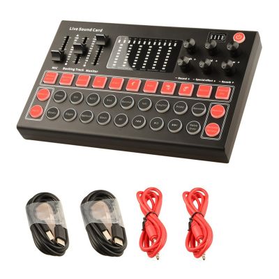 M9 Sound Card Audio Mixer Mixing Console Audio Adapter Live Broadcast Equipment Sound Card with Colorful Lights