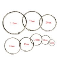 10Pcs/pack 15-110mm Metal Silver Loose-leaf Book Binder Hinged Rings Keychain Album Ring Binders Craft Photo Album Circle Clips