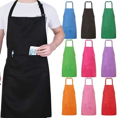 Unisex Adjustable Cooking Apron Household Solid Color Apron Chef Waiter Barbecue Hairdresser Adult Pocket Apron Kitchen Supplies Aprons