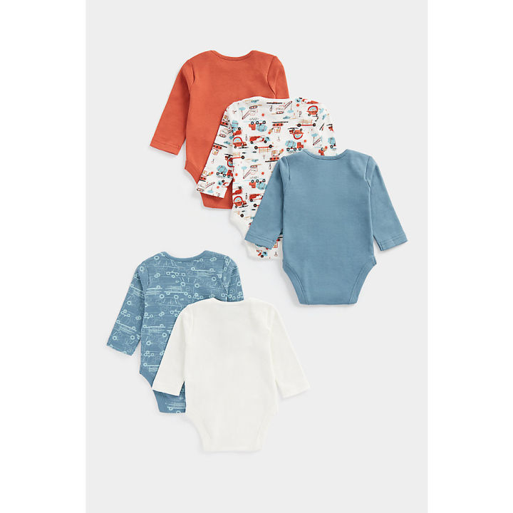 ชุดบอดี้สูทเด็ก-mothercare-trucks-long-sleeved-bodysuits-5-pack-cd312