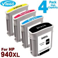 4 Pack 940XL BK C M Y Ink Cartridge Full Set 940 XL C4906A Black C4907A Cyan C4908A Magenta C4909A Yellow High Yield Capacity Print Inkjet for HP Officejet Pro 8000 8500 8500A Color Printer