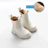 Size 21-30 Kids Spring Winter Chelsea Shoes Thick bottom Waterproof White Cotton Boots British Style Girls Toddler Short Boots