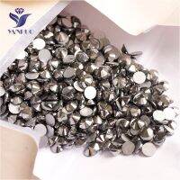 YANRUO 2058NoHF SS3-SS34เจ็ทเฮมาไทต์แก้ว Strass ไม่ใช่คริสตัลร้อนเรียบหลัง DIY หินขัดสำหรับเล็บศิลปะเครื่องประดับ DIY และอื่นๆ