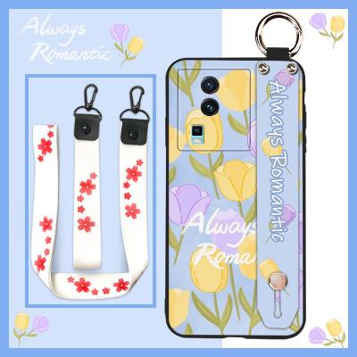 Phone Holder armor case Phone Case For VIVO IQOO NEO7/NEO7 SE painting flowers Back Cover cute Anti-dust Silicone Soft