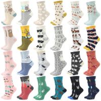 2023 Women Socks Cartoon Animal Cute Printing Kawaii Calcetines Haraujuku Funny Pig Dog Penguin Colorful Sock Rabbit Lion Socks