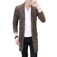 Men 39;s Spring Sweater Knitted Cardigan X-long Knitted Coat Autumn Sweaters Solid Color Sweatercoat