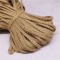 สายถักเชือกแบนป่านธรรมชาติยาว10เมตรริบบอน Jute Burlap แต่งงานวินเทจแบบเรียบง่ายห่อของขวัญแบบทำด้วยตนเองตกแต่งสานเชือกเชือกปอ