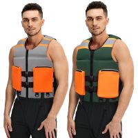 New adult neoprene life jacket motorboat surfing swimming fishing floating vest professional water sports reflective life jacket  Life Jackets