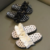 Fashion Girls Summer Shoes Ruffles Dot Non Slip Outdoor Slippers For Children Princess Soft Sole Indoor Mum Kids Slippers