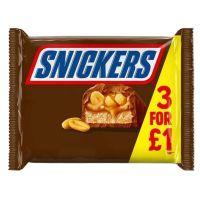 ?Import food? (1 Pc) Snickers Chocolate Bars 3 Multipack 125.1g สนิกเกอร์ส ช็อกโกแลต 3 แท่ง 125.1กรัม