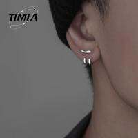 TIMIA ต่างหูแบบง่ามถอดออกได้สำหรับผู้หญิงชนกลุ่มน้อยต่างหูแบบมีจุดประสงค์สองด้านทำจากเงินประดับตุ้มหูเกาหลีแนวพังค์สำหรับงานเลี้ยง