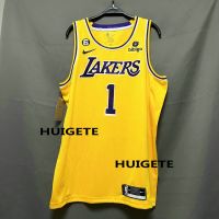 Mens New Original NBA Los Angeles Lakers 1 DAngelo Russell Jersey 2022-23 Icon Edition Yellow Swingman Heat-pressed