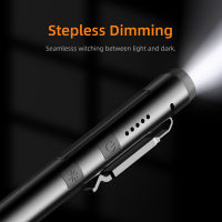 SUPERFIRE J01มินิ EDC ไฟฉาย Stepless ลดแสงปากกาไฟฉายแบบพกพา USB ชาร์จโคมไฟสำหรับการบำรุงรักษาการตรวจสอบ