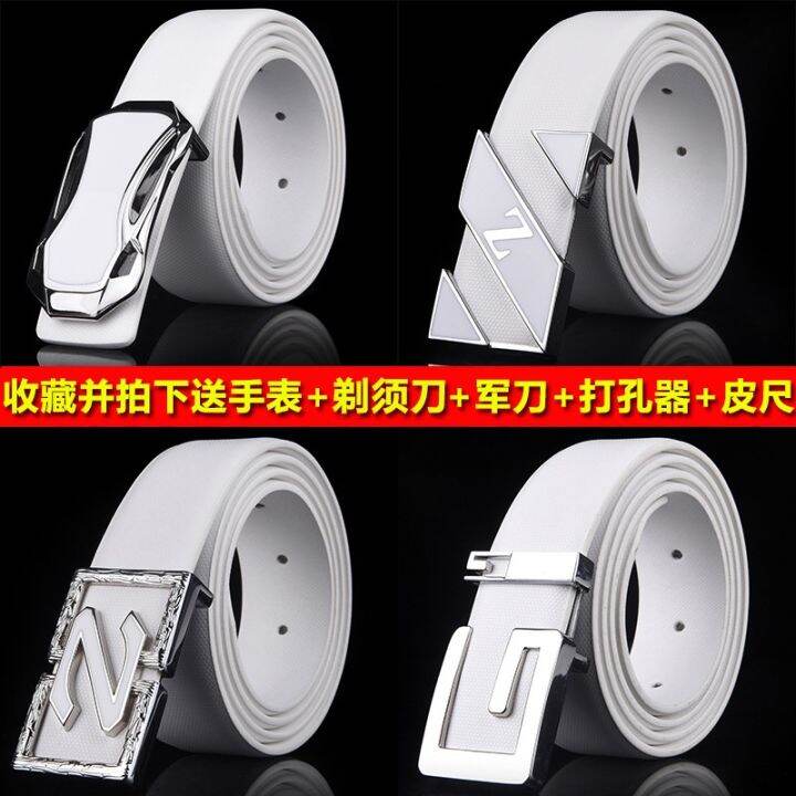 white-mens-belt-leather-smooth-buckle-belt-wild-young-belly-belt-male-personality-korean-version-of-the-tide