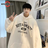 KYUSHUAD เสื้อกันหนาวมีฮู้ดสำหรับผู้ชาย,เสื้อกันหนาวลำลองทรงหลวมพิมพ์ลายเสื้อสวมศีรษะสำหรับทุกเพศ