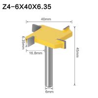 เครื่องไสไม้สำหรับงานกัดงานไม้เครื่องมือเราเตอร์บิตประเภท T ประเภท Slotting Edge ก้าน4ก้านขนาด8มม. 6.35มม. 6มม. 1ชิ้น