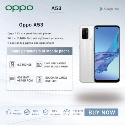 Original OPPO A53  4+64GB（with Google store） New and Legit Cellphone 5000mAh BatteryGaming Phone Smartphone 6.5inch Full HD Screen Camera 13MP+16MP Fingerprint unlock Mobiles phone