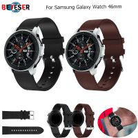 ❇﹍ 22mm zamiennik klasyczny pasek skórzany pasek do zegarka Galaxy 46mm pasek na rękę do zegarka Samsung Galaxy 3 45mm bransoletka zespołu