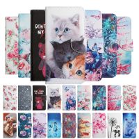 ☼✥ Flip Wallet Leather Case For iPhone 11 12 Pro X XS XR Max 6 7 8 6S Plus Phone Book Cover Butterfly Flower Cat Flamingo Painted