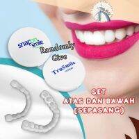 2 Pair Denture Braces Perfect Smile Teeth Veneers Silicone Upper/Lower Teeth Veneer Fake Tooth Cover