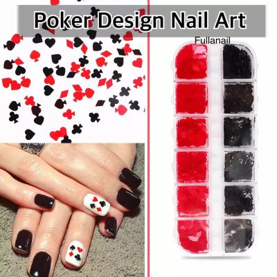 กลิตเตอร์แต่งเล็บ กลิตเตอร์รูปไพ่ Poker Design Nail Art Sequins Glitter Playing Cards Heart Diamond Spade Geometric Flakes Slices Nail  Accessories