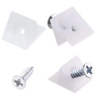 ✚♂∋ White Furniture Chest Drawer Bottom Repair Fixing Mending Wedges Drawer Plastic Angle Code Bracket Fastener with Screws