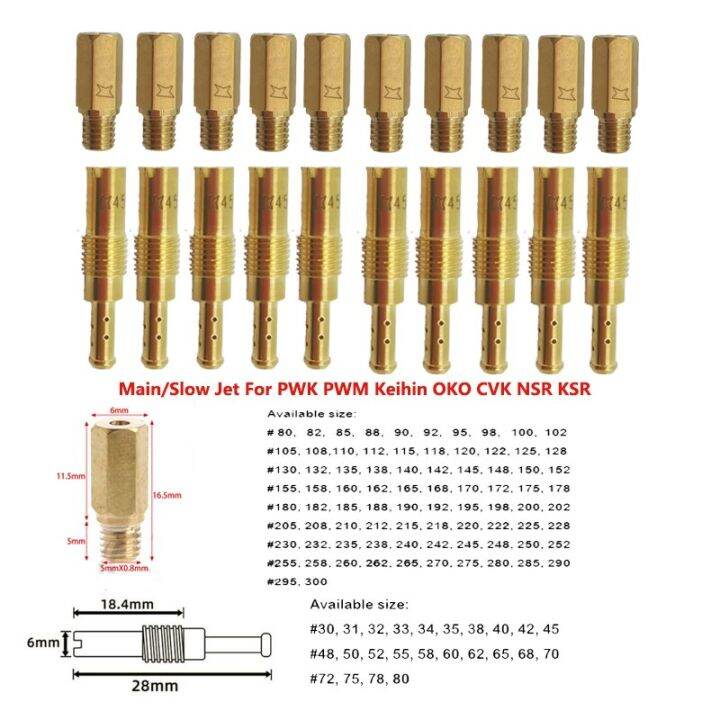 For Keihin OKO CVK NSR KSR PWK PWM Jet Carb Motorcycle Carburetor Main Jets Slow Pilot Jets Set
