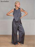 【DT】hot！ Bornladies Pajama Female Homewear Sets Sleeveless Crossed Back   Loose Trousers Piece