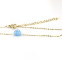 [COD] Foreign trade hot 8mm peach heart shape resin opal stone necklace golden 45cm 5cm extension chain